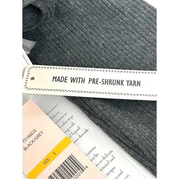 Nanette Lepore Sweater Dress S Black Grey Midi Ribbed Long Sleeve Button Down V- - Picture 12 of 14